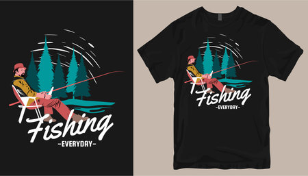 Fishing t shirt design vector. T-shirt design for print. t shirt design for fishing. Fishing silhouette. cool outdoor t shirt designs. Graphic tee shirt design sublimationのイラスト素材