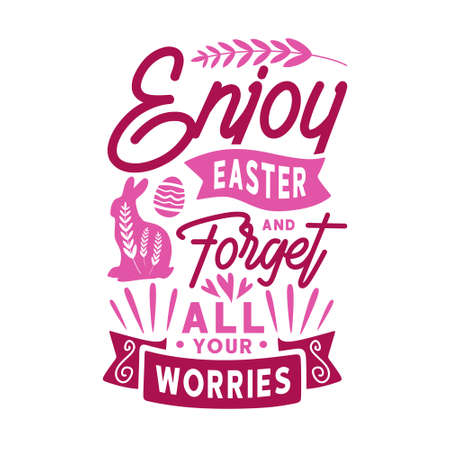 Easter day inspirational quote background with hand drawn lettering typographyのイラスト素材