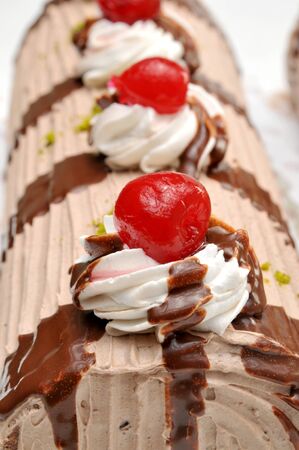 cherry roulade cakeの写真素材