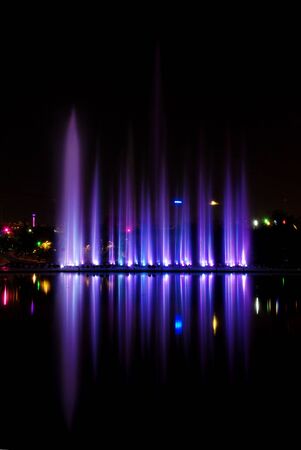 water show with fountains reflectionの写真素材