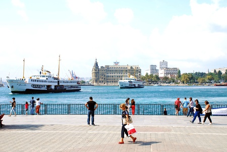 Haydarpasa Train Station and people in Istanbul, Turkey のeditorial素材
