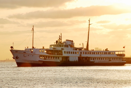 Sunset sky and boat istanbul, in turkeyのeditorial素材