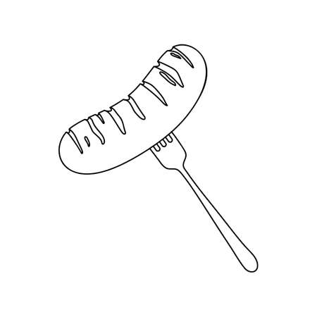 Line art design cartoon sausage illustration. Oktoberfest elementのイラスト素材