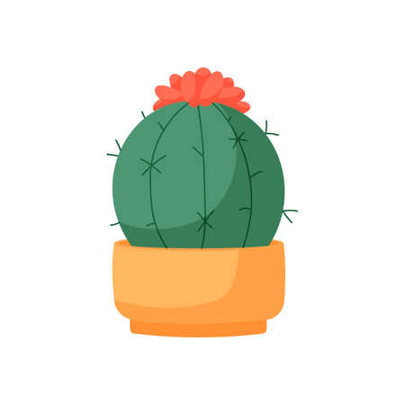 Flat design cartoon cactus illustration.のイラスト素材