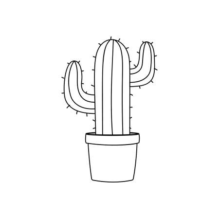 Line art design cartoon cactus illustration.のイラスト素材