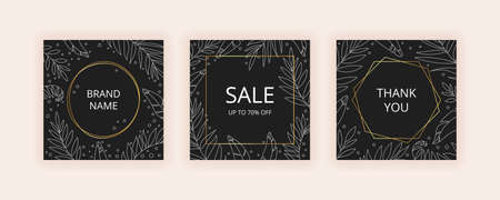 Set of Editable abstract square banner template.のイラスト素材