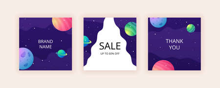 Set of Editable abstract square banner template.のイラスト素材