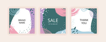 Set of Editable abstract square banner template.のイラスト素材