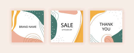 Set of Editable abstract square banner template.のイラスト素材