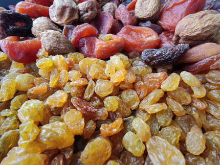 Mix of dried fruits (prunes, raisins and apricots)の写真素材
