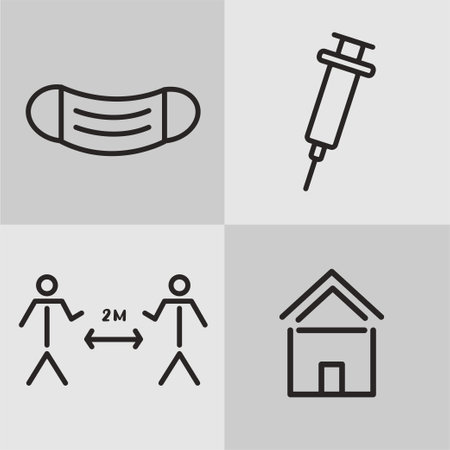 pandemic protection set. Perfect for pamphlet, banner, poster, etc.のイラスト素材