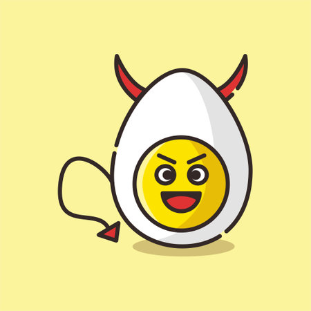 Illustration vector graphic of a deviled egg character. Perfect for deviled egg day, etc.のイラスト素材