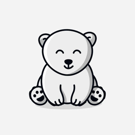 Illustration vector graphic of Baby Polar Bear. Baby Polar Bear minimalist style isolated on a gray background. Cute animal illustration.のイラスト素材