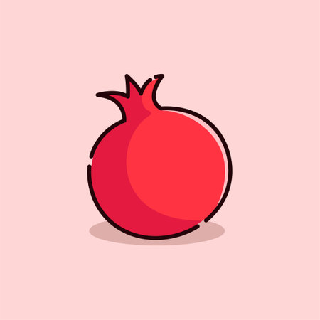 Illustration vector graphic of Pomegranate. Pomegranate minimalist style isolated on a pink background. The illustration is Suitable for Banner, flyers, stickers, etc.のイラスト素材