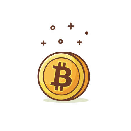 Illustration vector graphic of Bitcoin. Bitcoin minimalist style isolated on a white background. The illustration is Suitable for Web Landing Page, Banner, flyers, stickers, Card, etc.のイラスト素材
