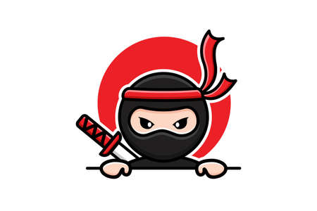 Illustration vector graphic of Ninja. Ninja minimalist style isolated on a white background. The illustration is Suitable for banners, flyers, stickers, Card, etc.のイラスト素材