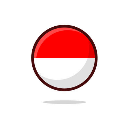 Indonesia Flag Icon. Indonesia Flag flat style isolated on a white background - stock vector.のイラスト素材
