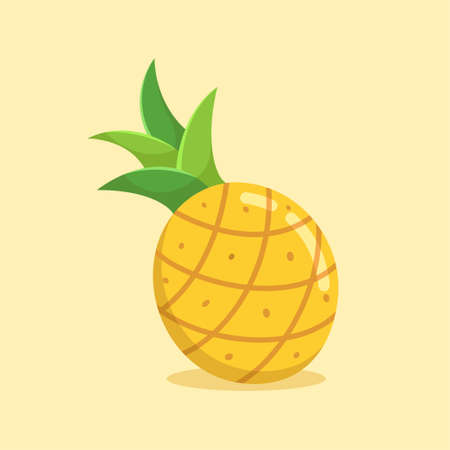 Illustration vector graphic of Pineapple. Pineapple flat style isolated on an orange background. The illustration is suitable for web landing pages, banners, flyers, stickers, cards, etc.のイラスト素材