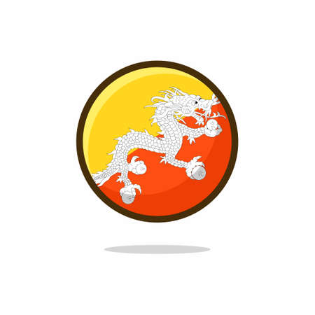 Bhutan Flag Icon. Bhutan Flag flat style isolated on a white background - stock vector.のイラスト素材