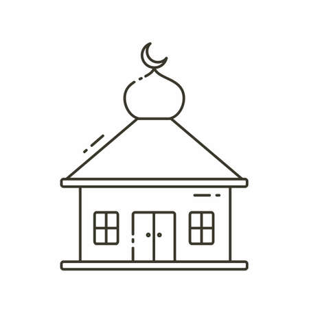 Illustration vector graphic of the mosque. Mosque minimalist style isolated on a white background. The illustration is suitable for web landing page banners, flyers, stickers, cards, etc.のイラスト素材