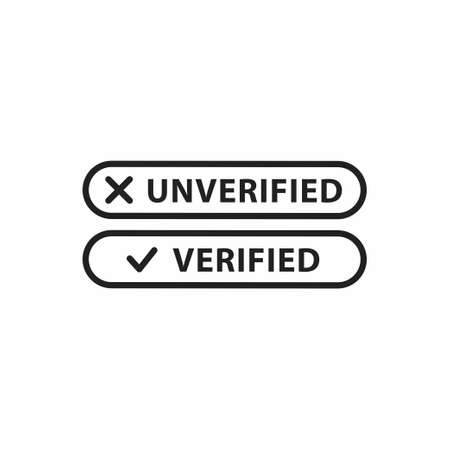 Verified and unverified icon vector. Verified and Unverified flat style isolated on a white background - stock vector.のイラスト素材