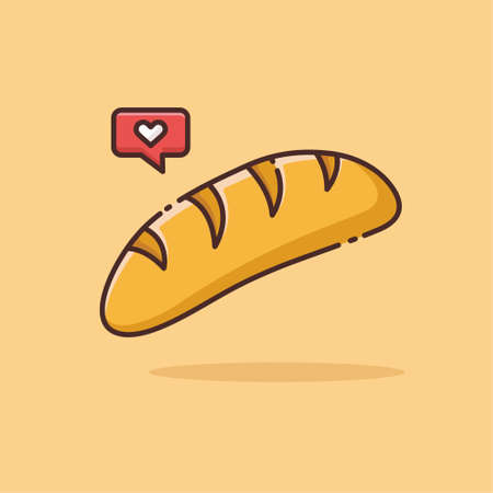 Illustration vector graphic of Bread. Bread minimalist style isolated on an orange background. The illustration is suitable for web landing pages, banners, flyers, stickers, cards,のイラスト素材