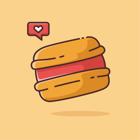 Illustration vector graphic of Sweet Burger. Sweet Burger's minimalist style is isolated on an orange background. The illustration is suitable for web landing pages, banners, flyerのイラスト素材
