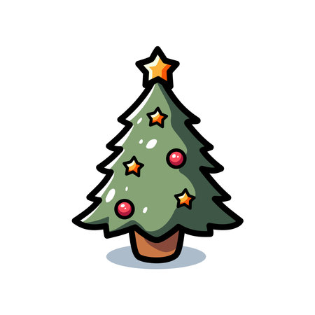 Christmas Tree Ornament isolated on a white background. Design for stickers, icons, cards, etc. Vector - Illustration.のイラスト素材