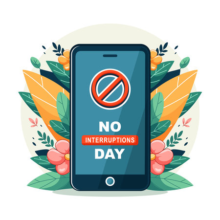 No Interruptions Day design isolated on a white background. Design suitable for cards, posters, banners, etc.のイラスト素材