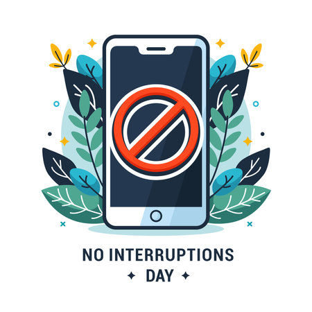 No Interruptions Day design isolated on a white background. Design suitable for cards, posters, banners, etc.のイラスト素材