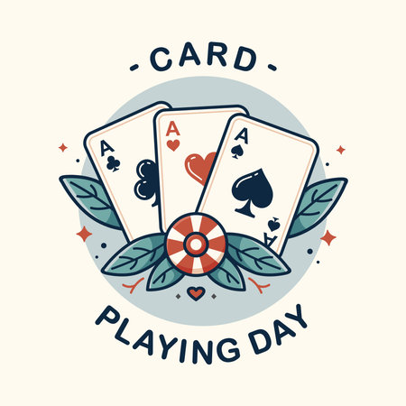 National Card Playing Day design isolated on a cream background. Design suitable for cards, posters, banners, etc.のイラスト素材