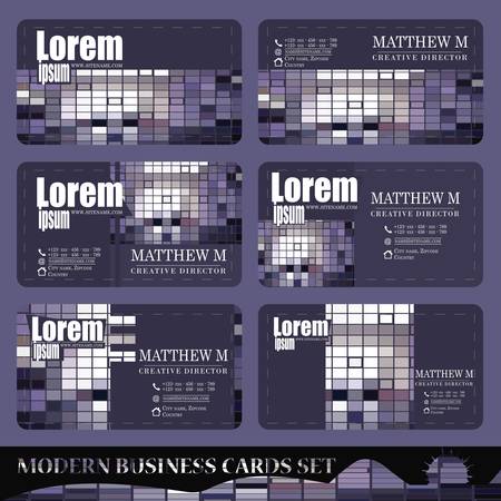 Set of business cards - gray purpleのイラスト素材