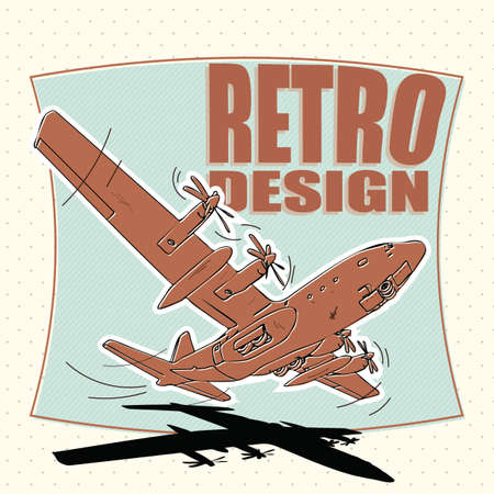 military plane or airplane, bomber - retro styleのイラスト素材