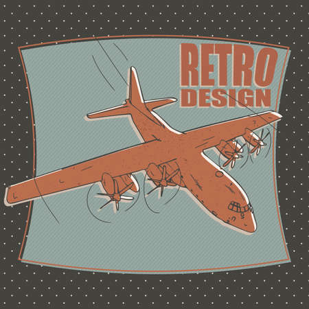 military plane or airplane, bomber - retro styleのイラスト素材