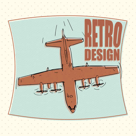 military plane or airplane, bomber - retro styleのイラスト素材