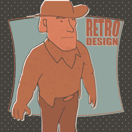 Funny cowboy in a hat and lasso vector illustrationのイラスト素材