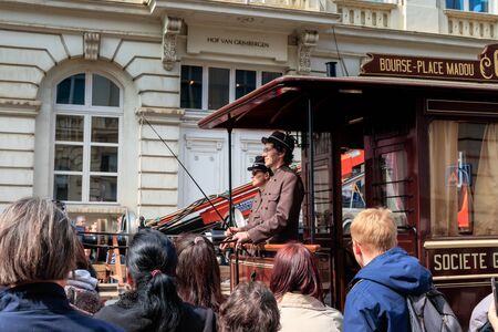 BRUSSELS, BELGIUM - MAY 1, 2019: 150TH ANNIVERSARY OF THE TRAMWAY IN BRUSSELS, 150EME ANNIVERSAIRE...