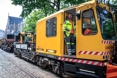BRUSSELS, BELGIUM - MAY 1, 2019: 150TH ANNIVERSARY OF THE TRAMWAY IN BRUSSELS, 150EME ANNIVERSAIRE...
