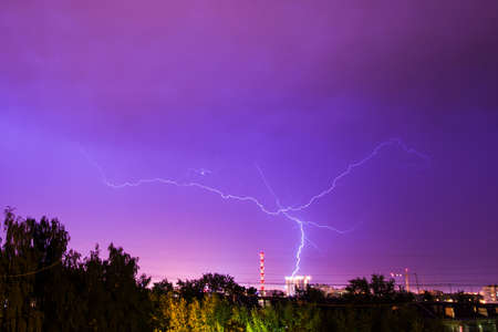 Lightning storm over the cityの写真素材