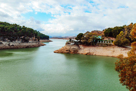 Caminito del Rey walking trail , Kings little pathway, Beautiful views of El Chorro Gorge, Ardales, Malaga, Spain.の写真素材