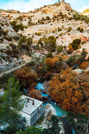 Caminito del Rey walking trail , Kings little pathway, Beautiful views of El Chorro Gorge, Ardales,...