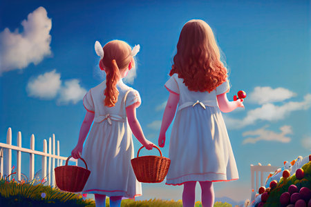 Which one do you want. happy girl holding easter painted eggs. kid wear bunny ears. child in rabbit costume. spring holiday fun. happy easter. egg hunting. childhood happiness. Getting ready for Easterの素材
