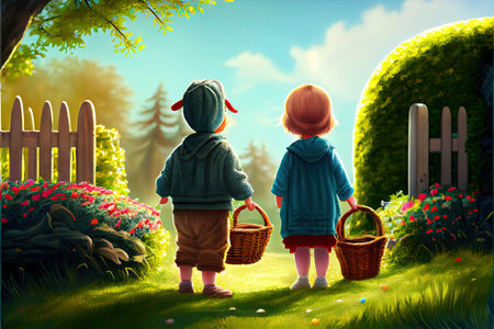 Which one do you want. happy girl holding easter painted eggs. kid wear bunny ears. child in rabbit costume. spring holiday fun. happy easter. egg hunting. childhood happiness. Getting ready for Easterの素材