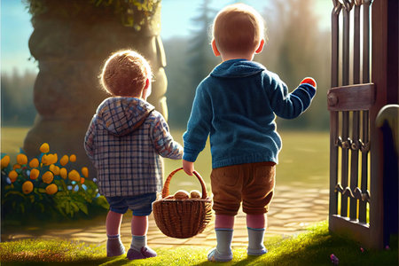 Which one do you want. happy girl holding easter painted eggs. kid wear bunny ears. child in rabbit costume. spring holiday fun. happy easter. egg hunting. childhood happiness. Getting ready for Easterの素材