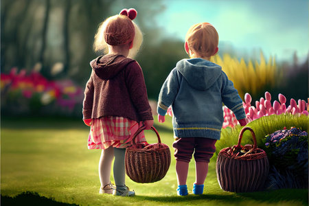 Which one do you want. happy girl holding easter painted eggs. kid wear bunny ears. child in rabbit costume. spring holiday fun. happy easter. egg hunting. childhood happiness. Getting ready for Easterの素材
