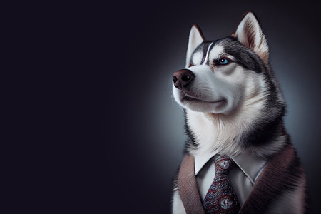 Husky dressed in a formal suit. Generative AIの素材