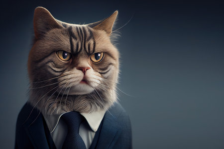 Cat dressed in a formal suit. Generative AIの素材
