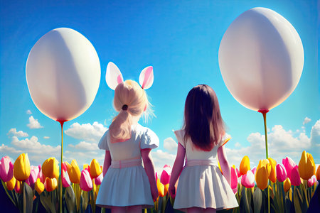 Which one do you want. happy girl holding easter painted eggs. kid wear bunny ears. child in rabbit costume. spring holiday fun. happy easter. egg hunting. childhood happiness. Getting ready for Easterの素材