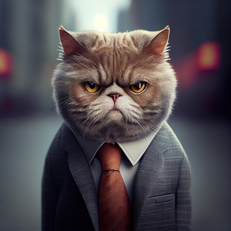 Cat dressed in a formal suit. Generative AIの素材