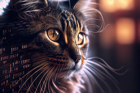 Mysterious cat hacker. Generative AIの素材